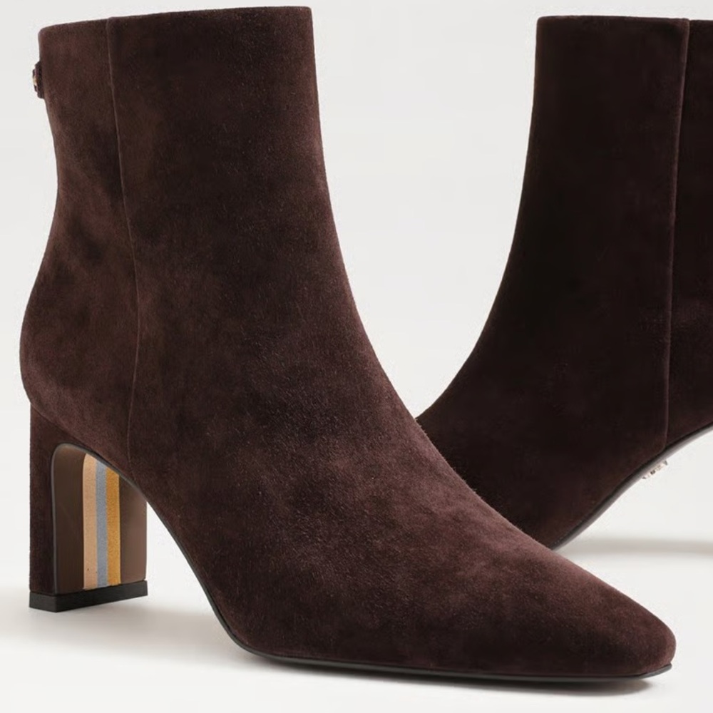 Sam Edelman Saige Dark Brown Suede Ankle Boots 8m - Picture 2 of 10